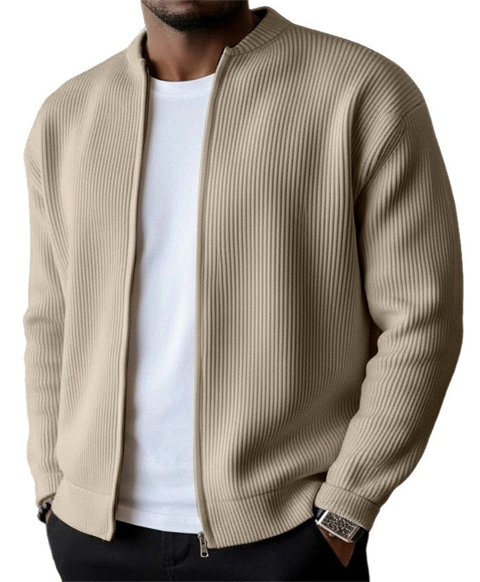 Men’s Lightweight Corduroy Stand-Collar Zip Cardigan