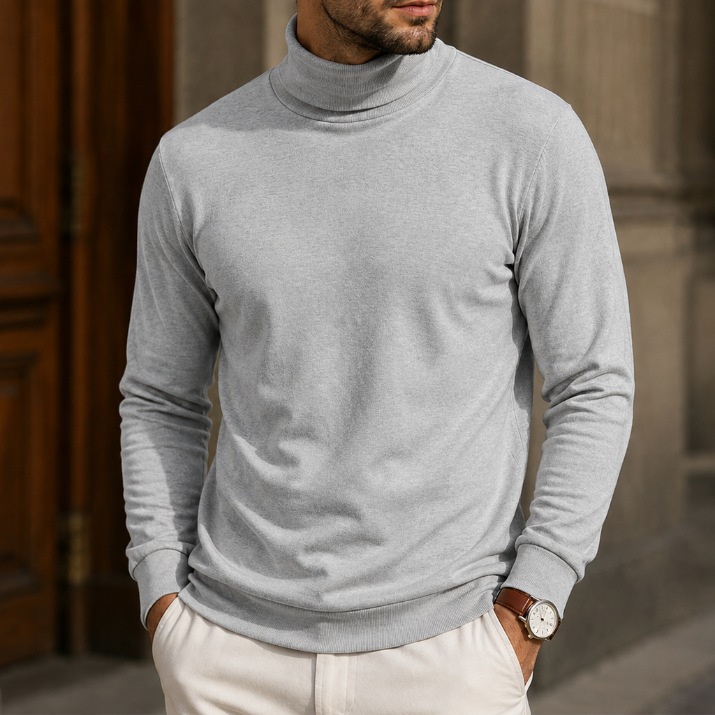 Men’s Slim-Fit High-Neck Knit Pullover