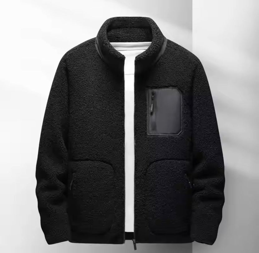 Men’s Plush Fleece High-Collar Zip Jacket