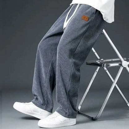 Men’s Wide-Leg Textured Sweatpants with Drawstring Waist