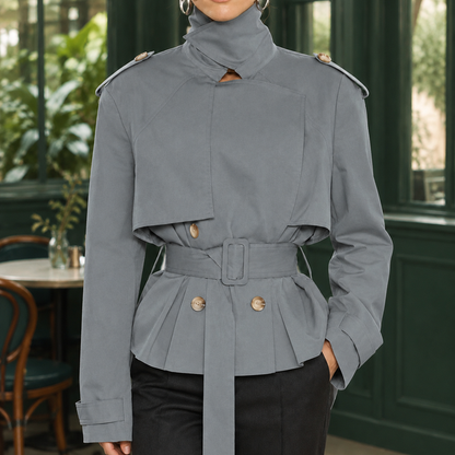 Women’s Structured Belted Wrap Collar Jacket