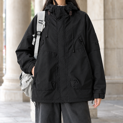 Women’s Relaxed Mid-Length Cotton-Blend Hooded Jacket