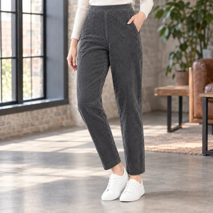 Women’s High-Rise Fleece-Lined Corduroy Tapered Pants