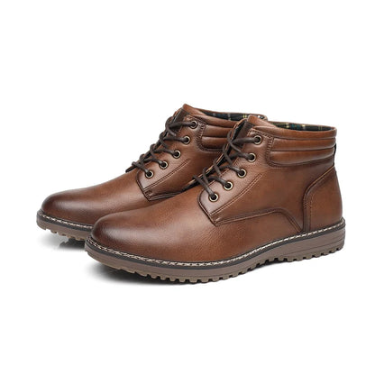 Men’s Business Ankle Boots with Round Toe and Medium Heel