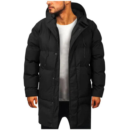 Men’s Longline Notch-Collar Button-Front Winter Coat