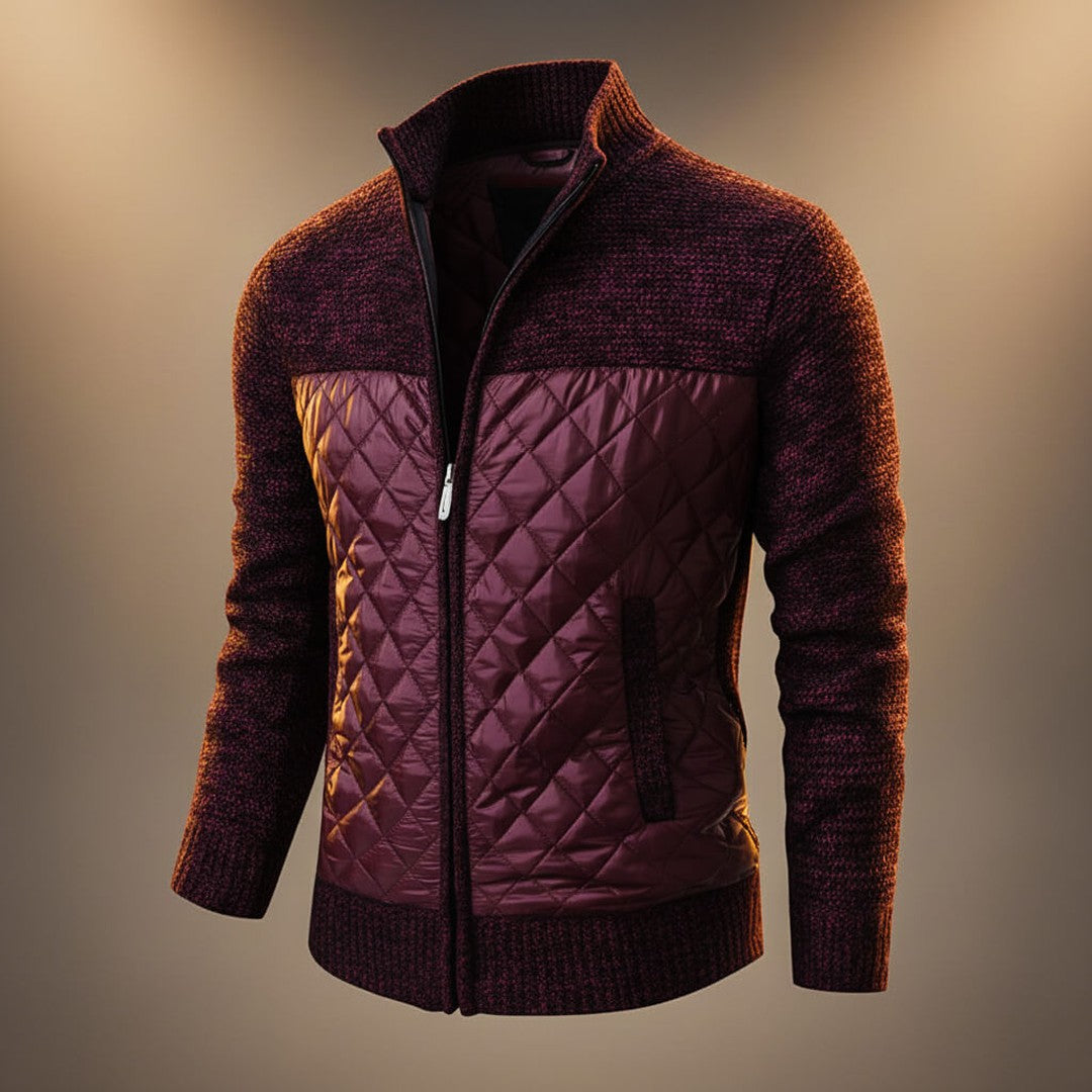 Men’s Chenille Knit Quilted Zip-Front Jacket
