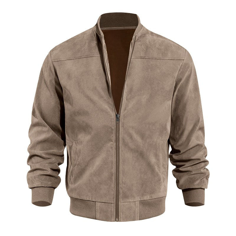Men’s Lightweight Suede-Style Stand Collar Jacket