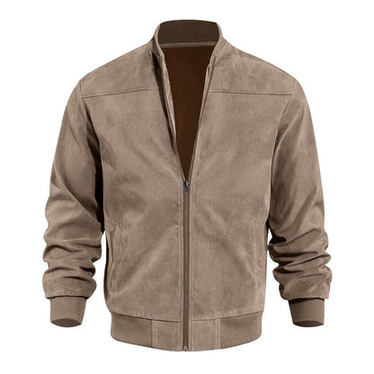 Men’s Lightweight Suede-Style Stand Collar Jacket