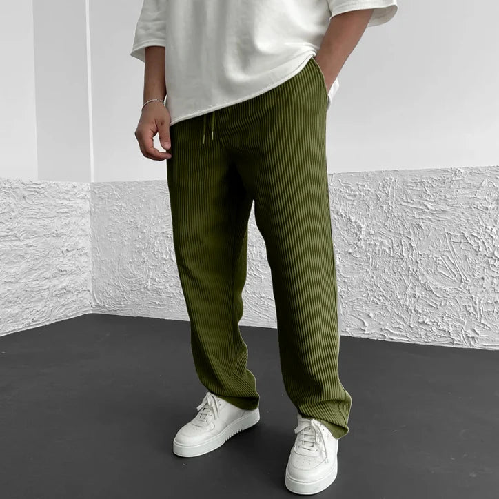 Men’s Relaxed Ribbed Knit Pants with Drawstring Waist