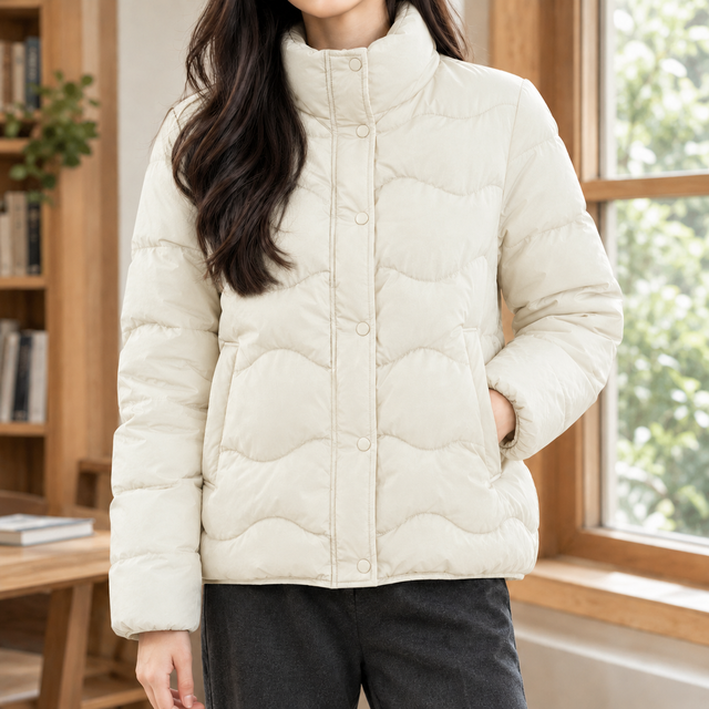 Women’s Padded Quilted Stand Collar Jacket