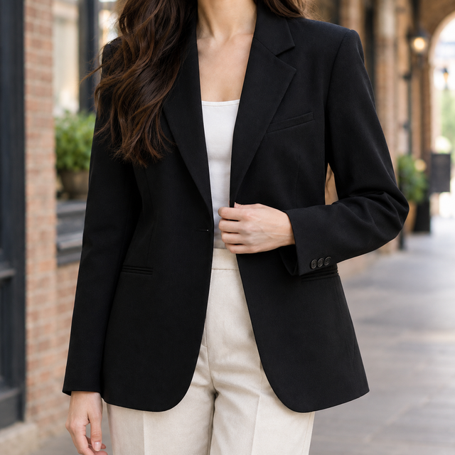 Women’s Shaped Single-Breasted Notched Lapel Blazer