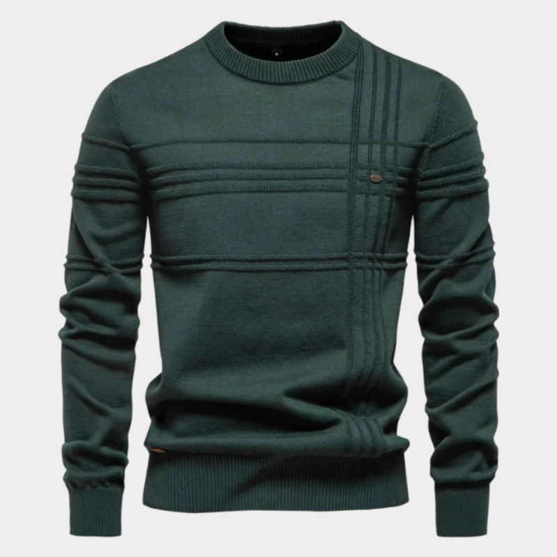 Men’s Contemporary Patterned Knit Crew Neck Pullover