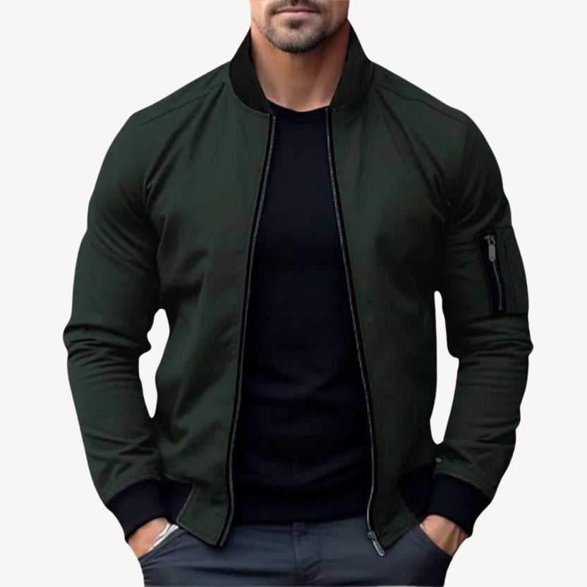 Men’s Contrast Detail Zip-Up Bomber Jacket