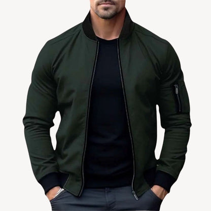 Men’s Contrast Detail Zip-Up Bomber Jacket