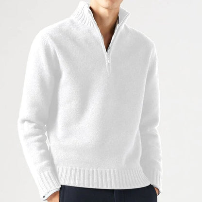 Men’s Cashmere Ribbed Quarter-Zip Pullover