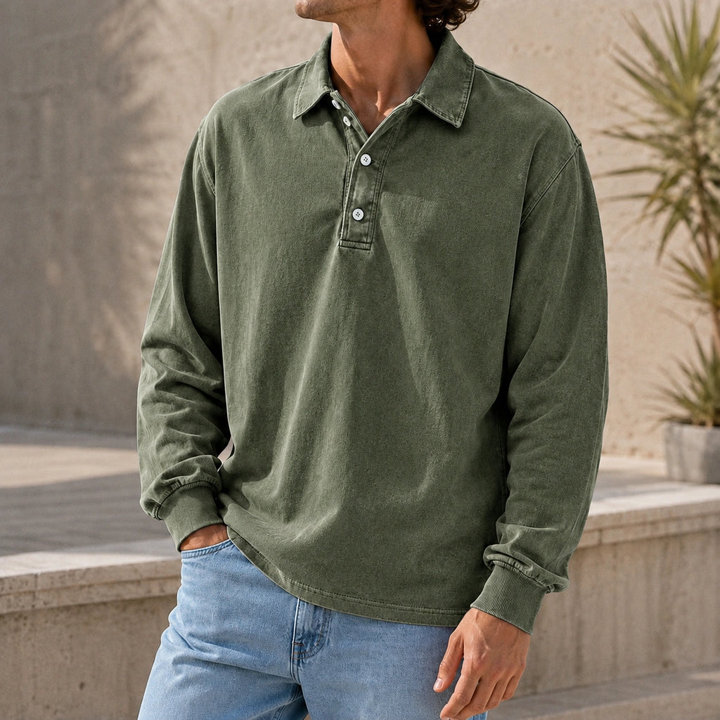 Men’s Vintage Washed Cotton Lapel Shirt