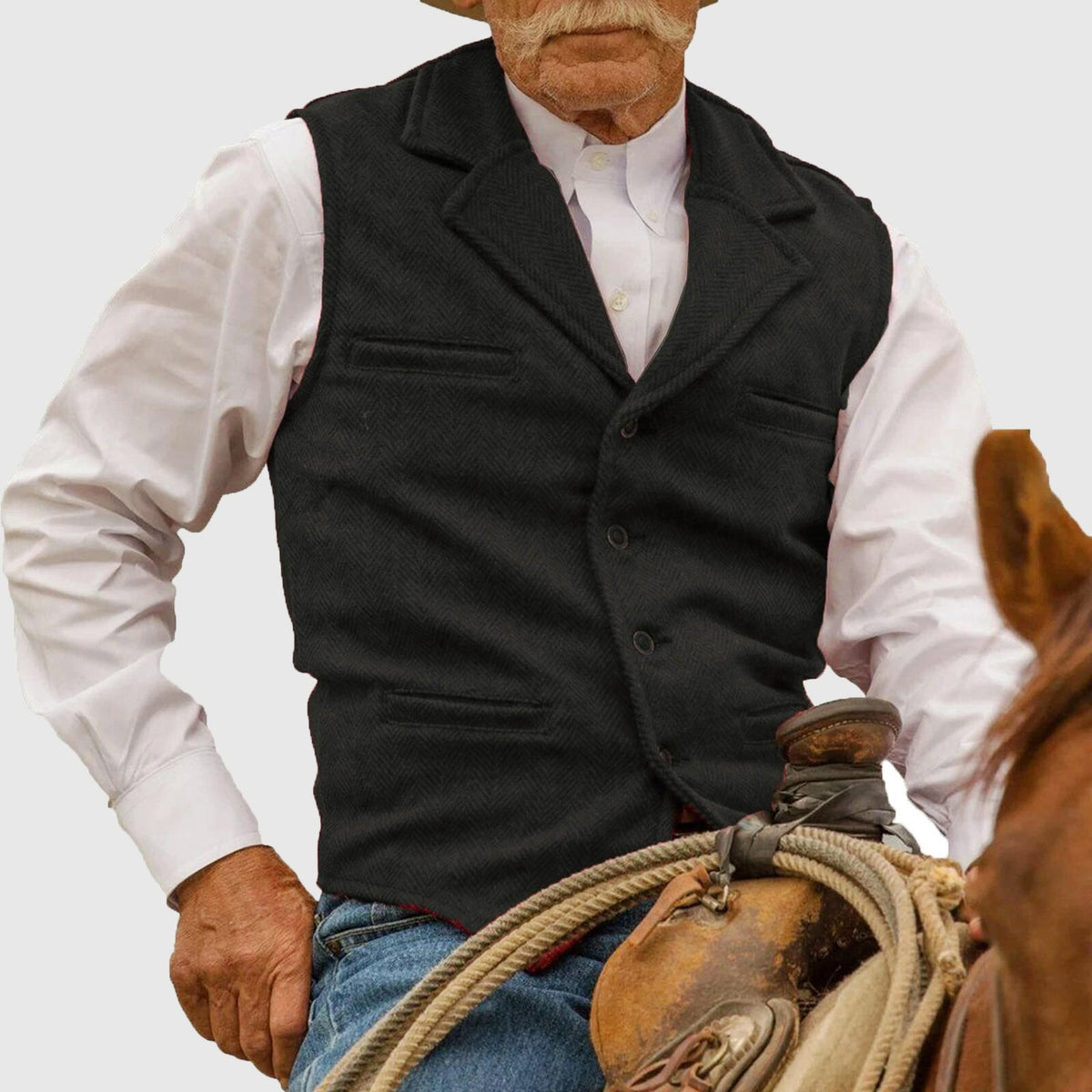 Men’s Vintage Herringbone Tailored Western Vest