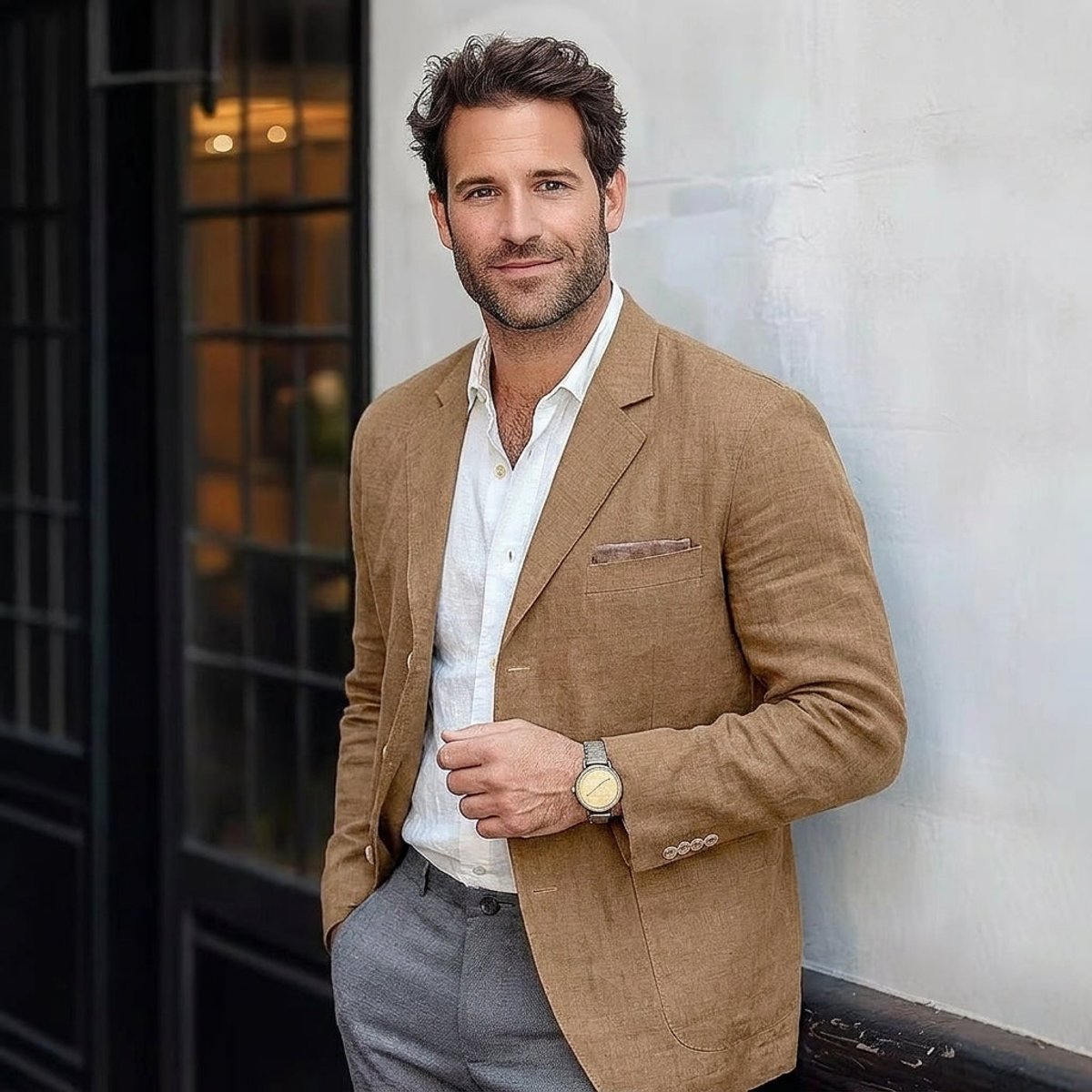 Men’s Relaxed Linen Blend Smart-Casual Blazer