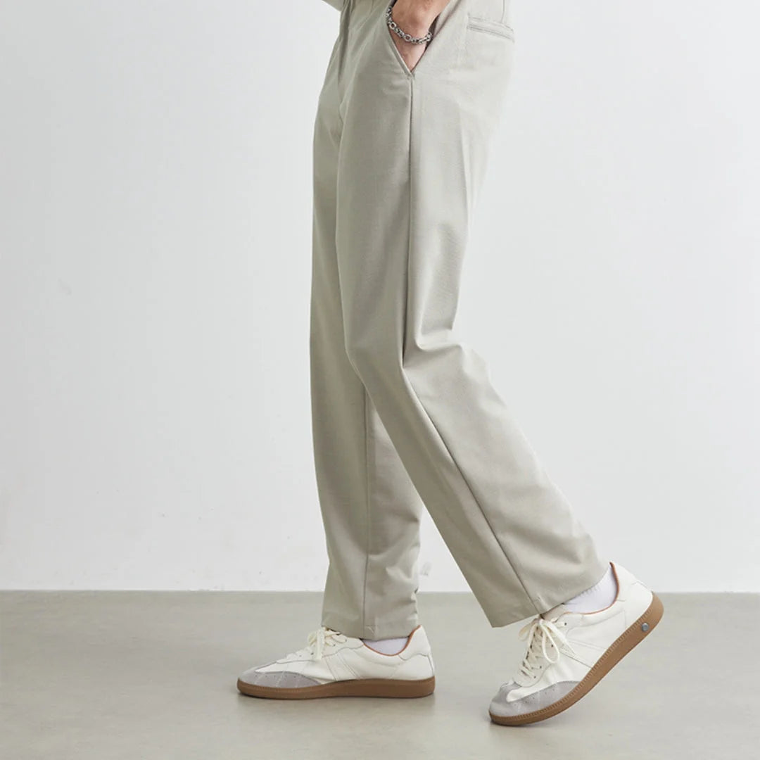 Men’s Relaxed Cotton-Linen Straight-Leg Trousers