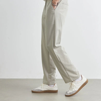 Men’s Relaxed Cotton-Linen Straight-Leg Trousers