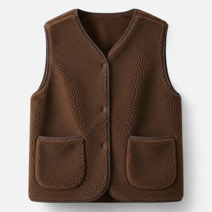Women’s Plush Cashmere-Blend Sleeveless Button-Front Knit Vest