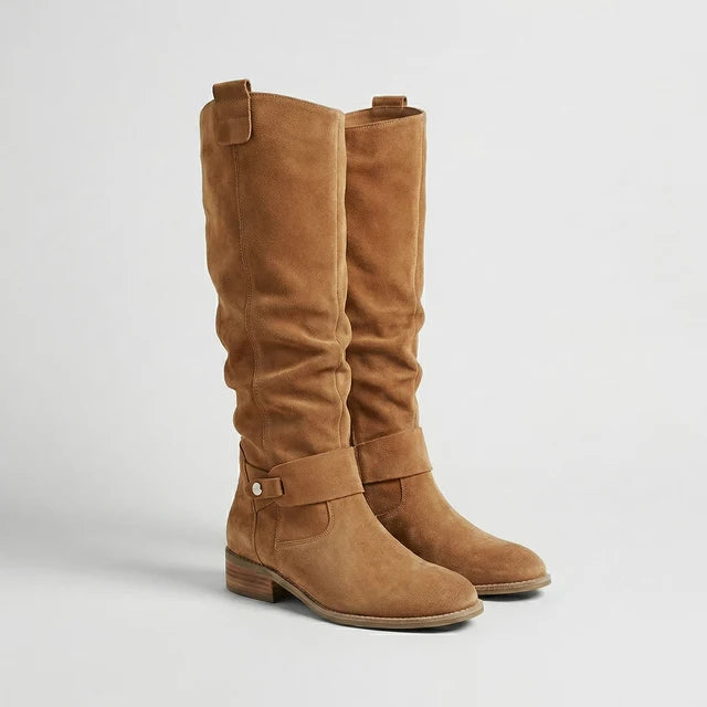 Women’s Knee-High Slouch Boots with Soft Suede-Look Finish
