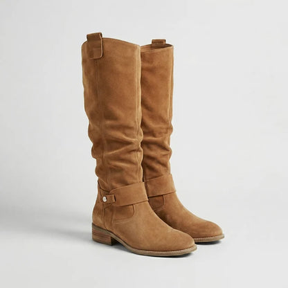 Women’s Knee-High Slouch Boots with Soft Suede-Look Finish