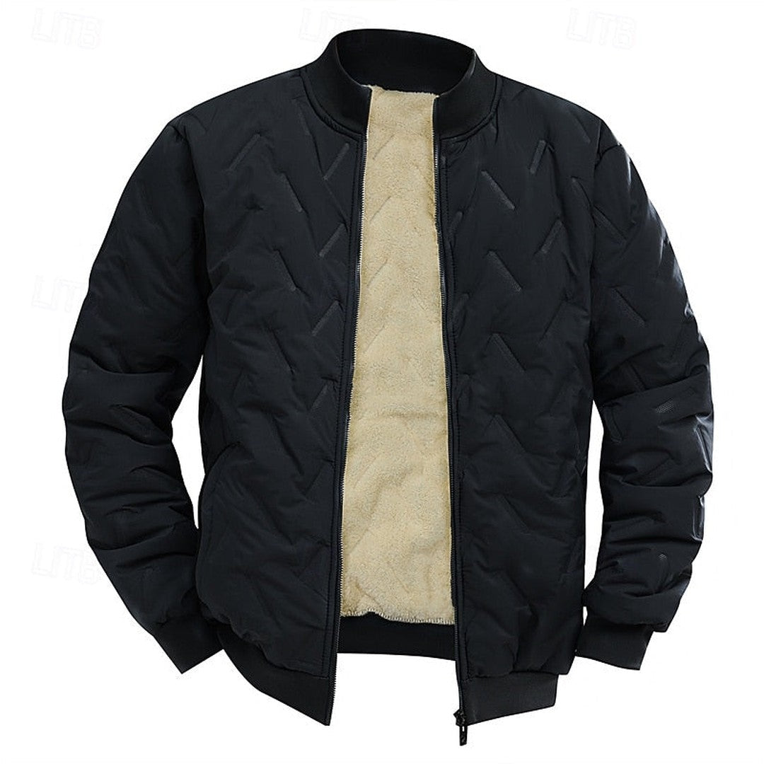 Men’s Textured Quilted Ribbed Bomber Jacket