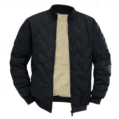 Men’s Textured Quilted Ribbed Bomber Jacket