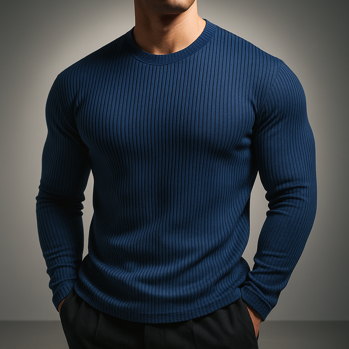 Men’s Fine-Rib Knit Slim-Fit Sweater