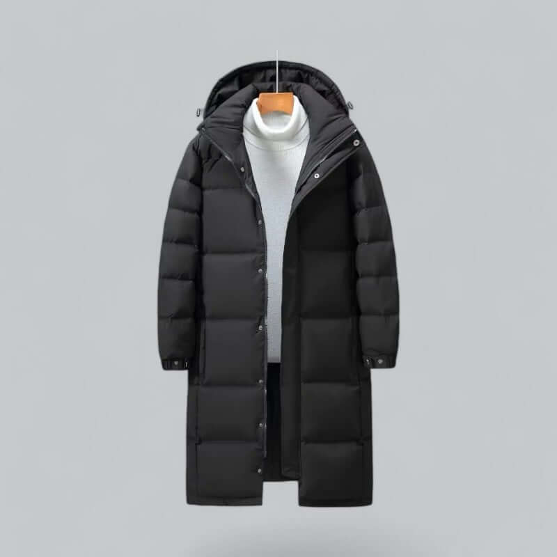 Men’s Longline Quilted Hooded Winter Coat