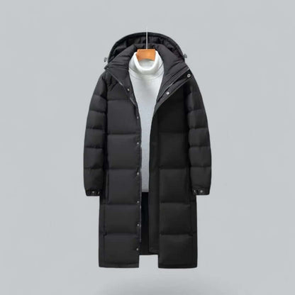 Men’s Longline Quilted Hooded Winter Coat
