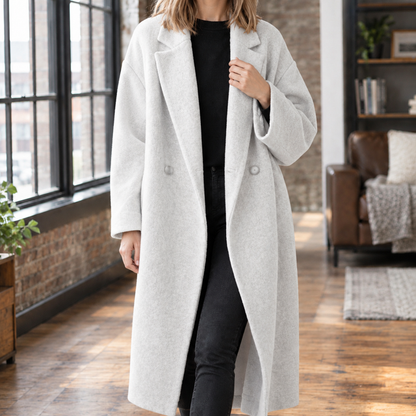 Relaxed Oversized Long Wool-Blend Coat