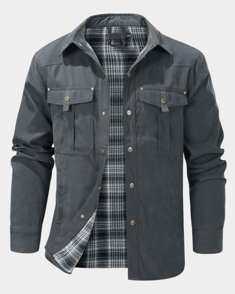 Men’s Flannel-Lined Contrast Yoke Barn Jacket