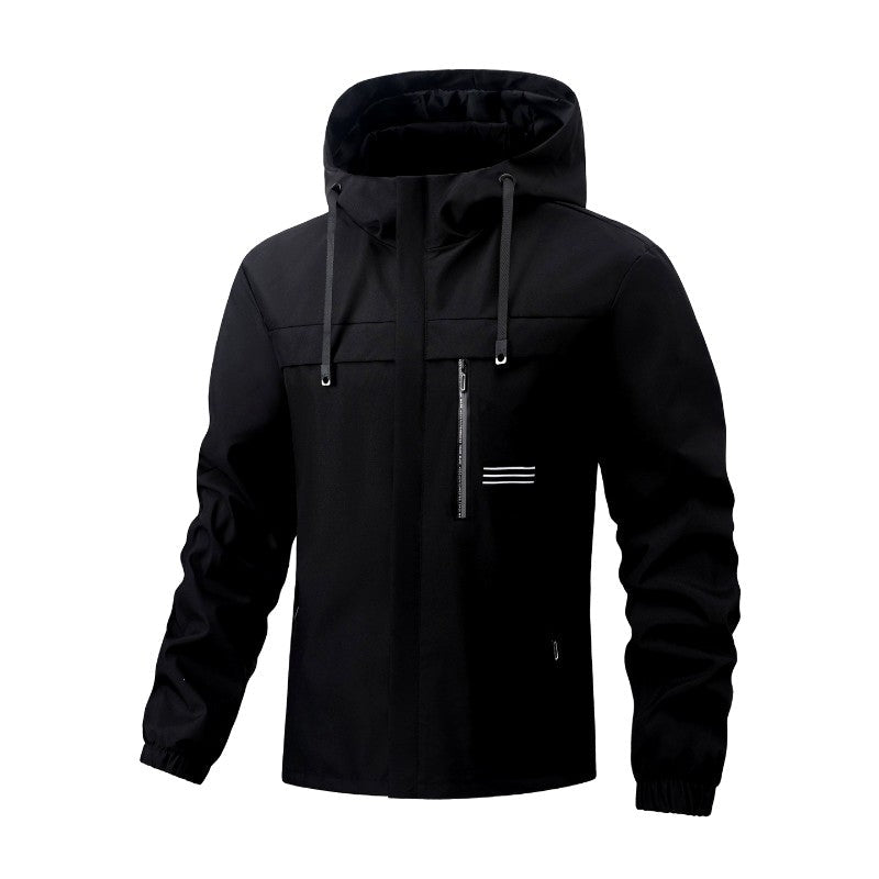 Men’s Waterproof Hooded Full-Zip Rain Windbreaker