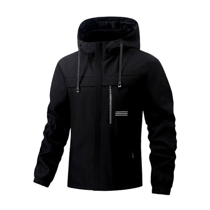 Men’s Waterproof Hooded Full-Zip Rain Windbreaker