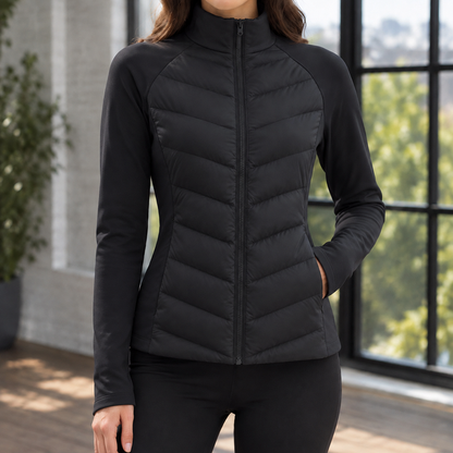 Women’s Chevron Quilted Lightweight Zip Jacket