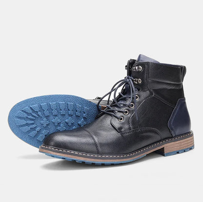 Men’s Leather-Style High-Top Boots with Ankle Support