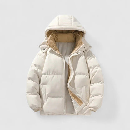 Men’s Quilted Hooded Puffer Jacket with Full-Zip Closure