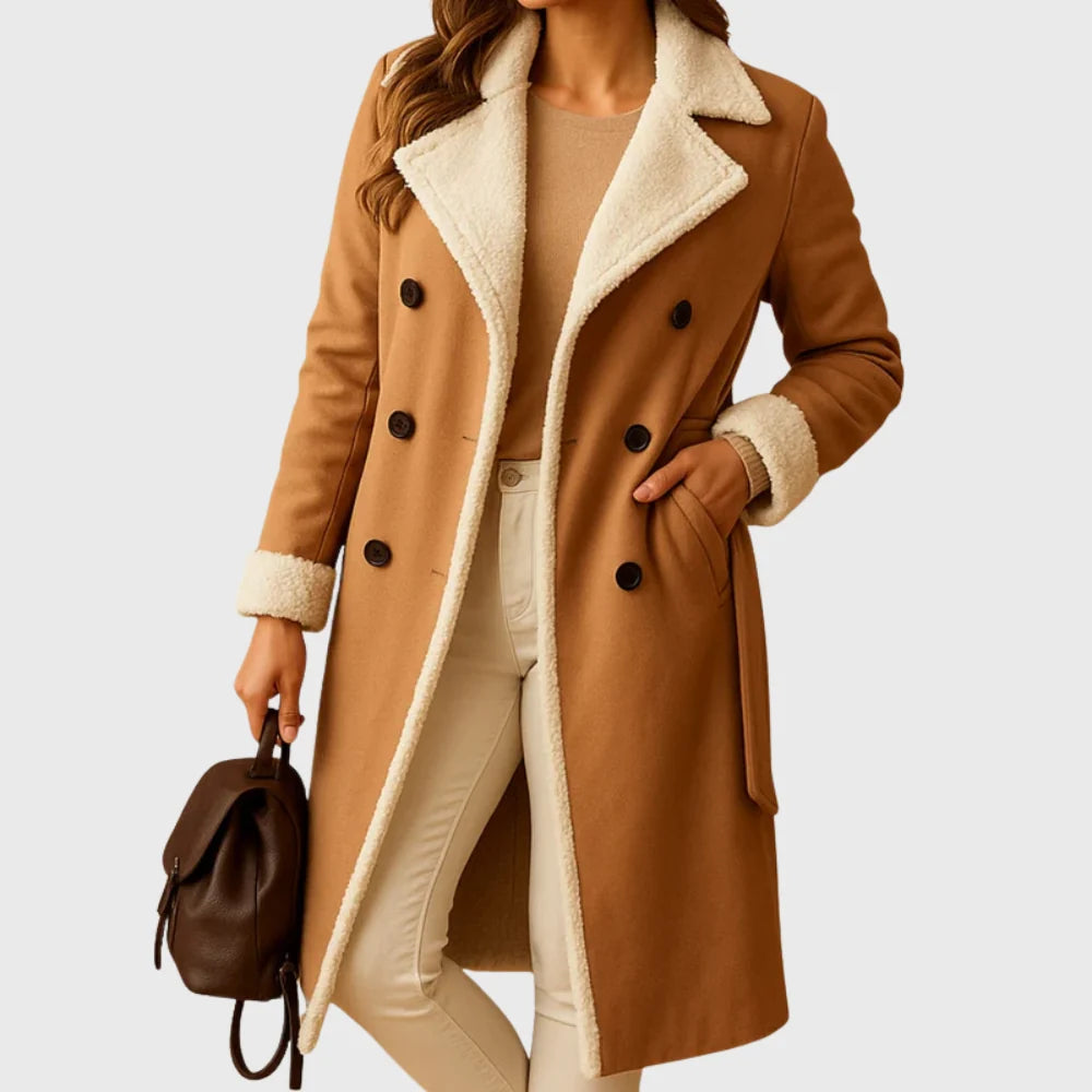 Women’s Long Quilted Winter Coat with Secure Zip and Button Closure