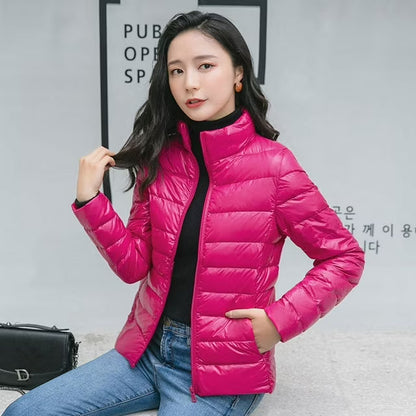 Women’s Tailored Lightweight Quilted Jacket with Stand Collar