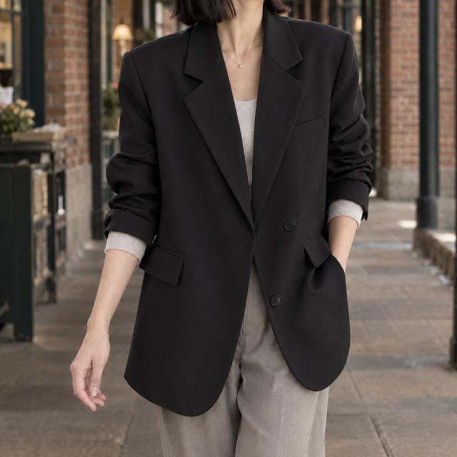 Women’s Relaxed Straight-Fit Blazer with Flap Pockets