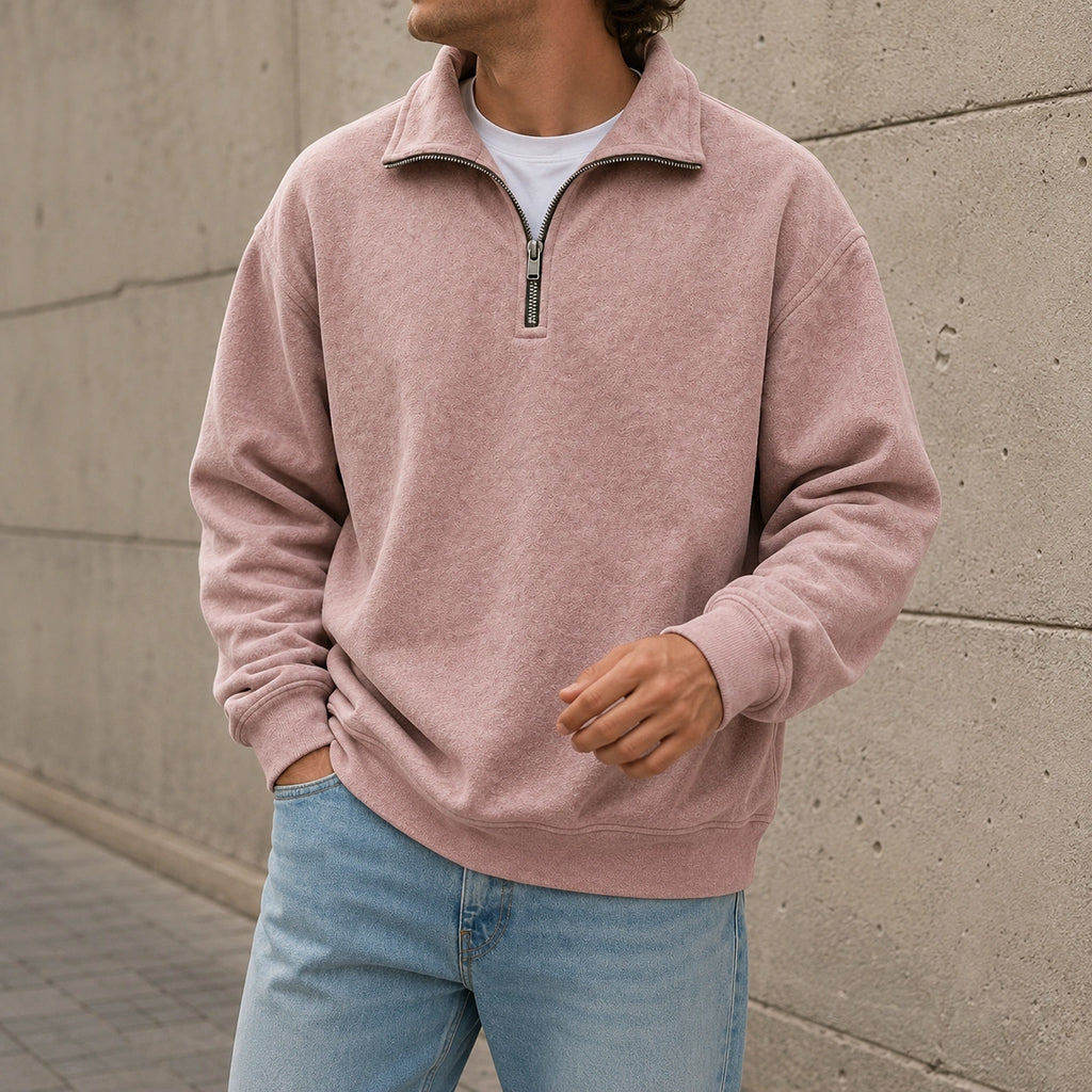 Men’s Relaxed Solid Half-Zip Sweatshirt