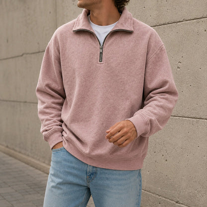 Men’s Relaxed Solid Half-Zip Sweatshirt