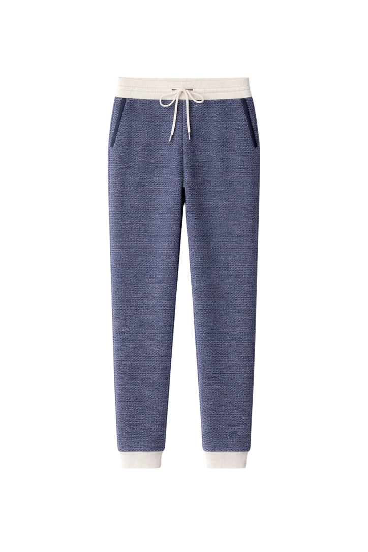 Men’s Relaxed Tapered Knit Lounge Trousers with Ribbed Cuffs