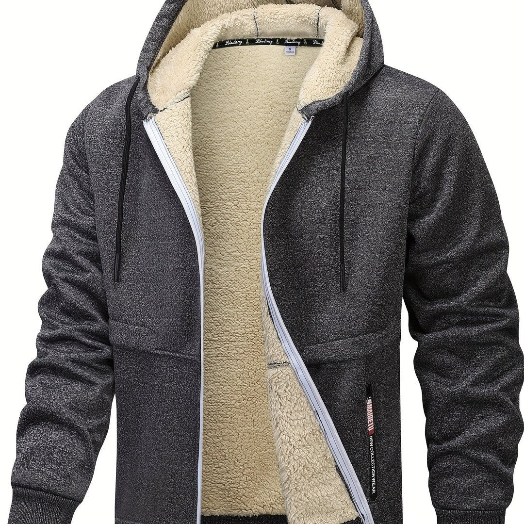 Men’s Plush-Lined Stretch Hooded Winter Jacket