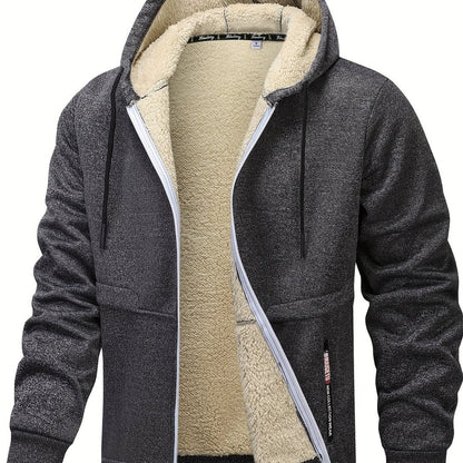 Men’s Plush-Lined Stretch Hooded Winter Jacket