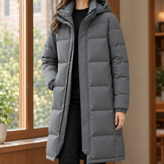Women’s Longline Quilted Cashmere Hooded Jacket