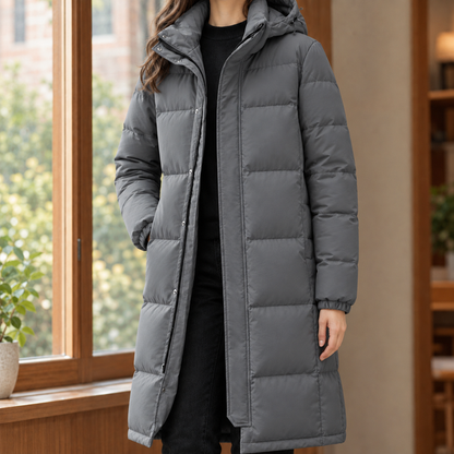 Women’s Longline Quilted Cashmere Hooded Jacket