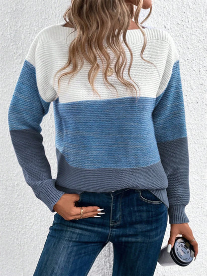 Women’s Contemporary Color Block Relaxed Knit Sweater
